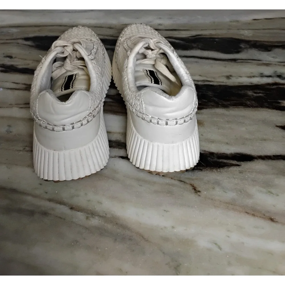 Shu Shop Selina Sneakers Bone Off White Woven Chunky Ribbed Sole Sz‎ 7